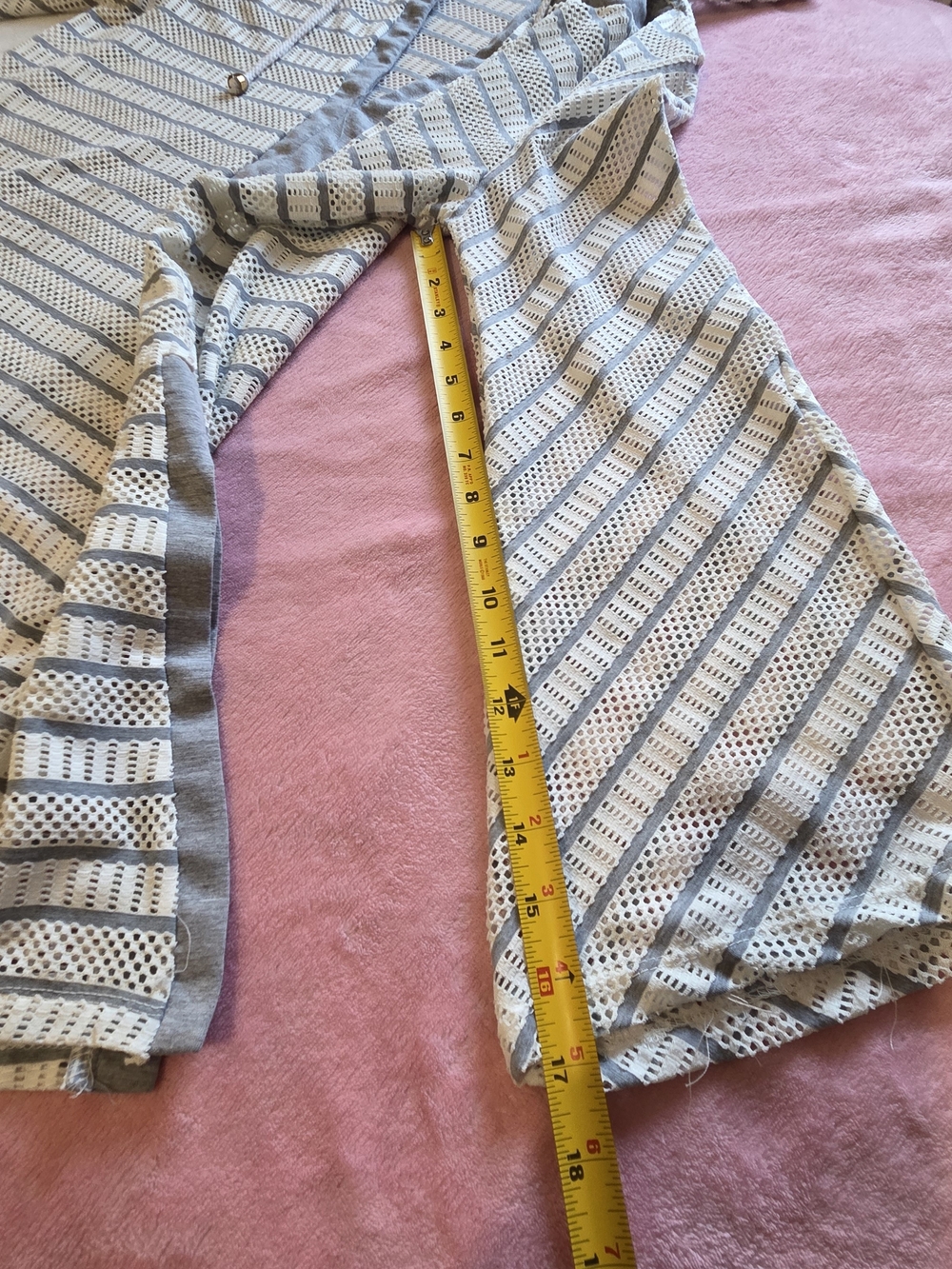 Saint Tropez West Striped Hooded Pullover Dress — White & Gray - Picture 5 of 11